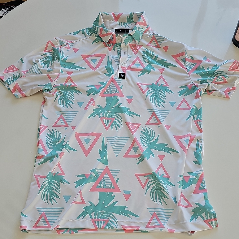 Bad Birdie Tropical Print Polo Shirt